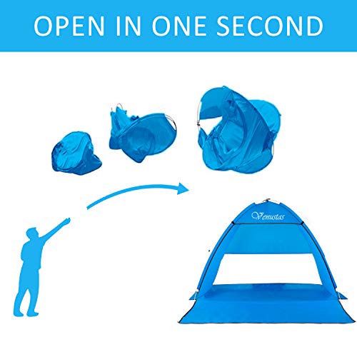 Venustas Beach Tent Super Beach Umbrella Outdoor Sun Shelter Cabana Automatic Pop Up UPF 50+ Sun Shade Portable Camping Fishing Hiking Canopy Easy Setup Patent Pending 2 or 3 Person - Thumbnail 6