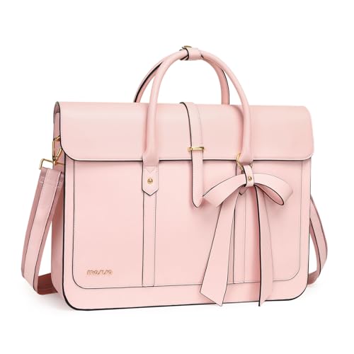 MOSISO Laptoptasche Damen 15,6 Zoll, PU Leder Handtasche Schultasche