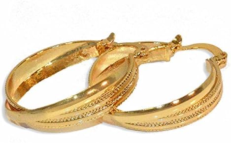 1-2707-e8 Gold Plated Triple Hoop Earrings. 7x26mm.