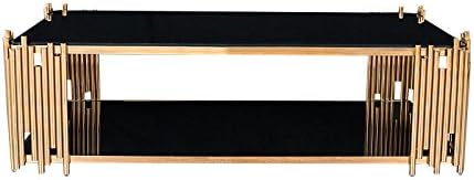 RMG Fine Imports Mauris Rectangular Coffee Table with Magazine Rack in Rose Gold