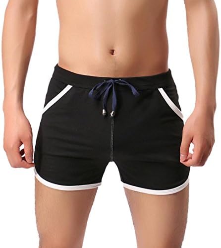 DRACLE Sweatpants, Fashion Casual Cotton Shorts Fitness Gym Sport Trousers for Men's Jogging / Beach/ Swimming trunks (Black, S)