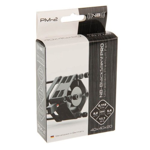 Noiseblockâ€‹er NB-BlackSiâ€‹lent Fan PM-2 40mm x 20mm Ultra Silent Fan, 3800rpm, 3 pin, 17.7 dBA, 5.41 CFM