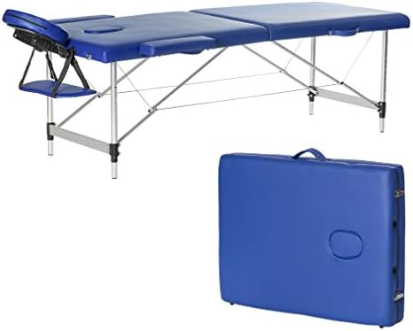 Portable Folding Therapy Massage Bed Adjustable Spa Relax Beauty Salon Massage Table Bed With Carrying Bag (Blue)