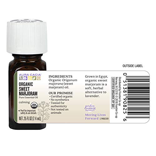 Aura Cacia Certified Organic Pure Sweet Marjoram Essential Oil | 0.25 fl. oz. | Origanum majorana