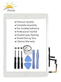 iPad Air 1st iPad 5 Model A1474 A1475 Digitizer Glass Replacement Screen Replacement Digitizer Replacement (White) - Includes  Pre Installed Adhesive Stickers and Professional Tool Kit