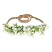 Tieback Flower Crown Flower Headband Baby Girl Toddler Woodland Green Leaf Wreath (White-2)