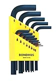BONDHUS, 12237, SET 13 HEX L-WRENCH SHORT .050-3/8