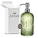 JASAI 18 Oz Soap & Lotion Glass Dispenser Rust Proof Stainless Steel Pump, Refillable Lotion Dispenser for Bathroom Kitchen Home, Premium Bathroom Soap Dispenser As Bathroom Accessories (Clear Green)
