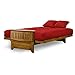 Brentwood Tray Arm Queen Size Wood Futon Frame and Storage Drawers - Heritage Finish