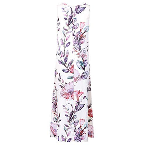 CCatyam Plus Size Dresses for Women, Print V-Neck Sexy Tank Skirt Loose Casual Summer Fashion White