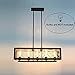 Baiwaiz Rustic Wood Chandelier, Metal Rectangle Dining Room Chandelier Lighting Farmhouse Kitchen Pendant Island Light Fixtures 5 Lights Edison E26 032