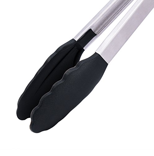 KingTong Stainless Steel Kitchen Cooking Tongs With Silicone Tips 9 and 12 Inch Set of 2 - Thumbnail 4