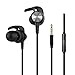 Earphones, Wotmic Wired Headphones In Ear Earbuds with Earhooks Crystal Clear Sound Horn-shape Eartips CD Pattern Earbuds for Running In-line Control Black