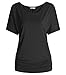 Esenchel Women's Short Sleeves Dolman Top Scoop Neck Drape Shirt