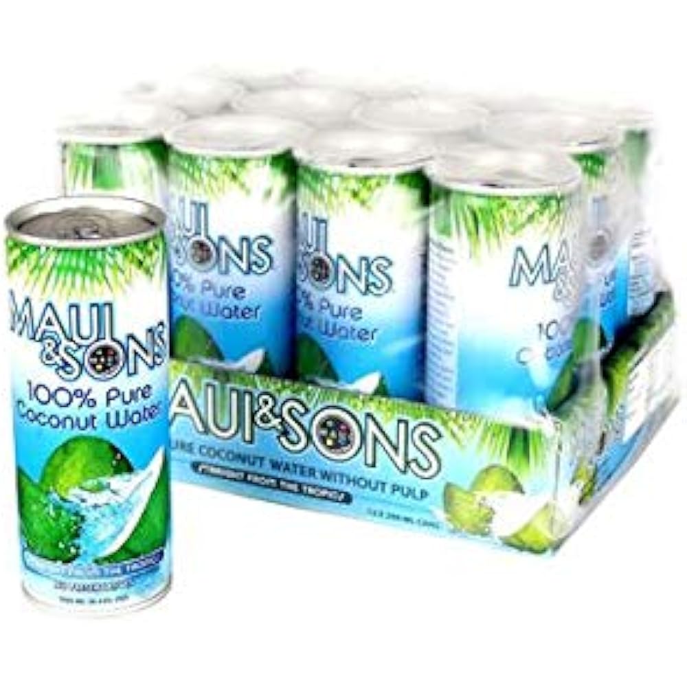 Maui And Sons 100 Coconut Water(No Pulp), Gluten Free, 8.4OZ(Pack Of