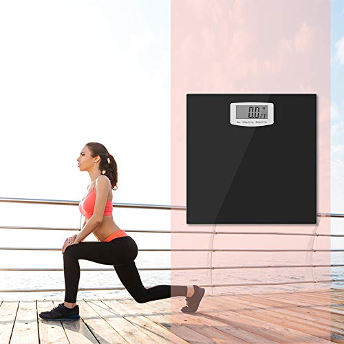 Bucanim Digitale Badzimmer Personenwaage mit Temperatur Anzeige，Digitale Körpergewichtswaage mit Step on Technologie 180KG
