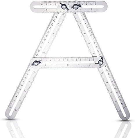Multi Angle Measuring Ruler Heavy Metal Angleizer Template Tool with Metal Knobs and Bolts for Builders Craftsmen Tilers Handymen Carpenter Roofers By Cefan