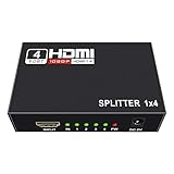 HDMI Splitter 1 in 4 Out 1x4 Ports v1.4 Powered 4K/2K Full Ultra HD 1080p and 3D Support by US Adapter