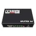 HDMI Splitter 1 in 4 Out 1x4 Ports v1.4 Powered 4K/2K Full Ultra HD 1080p and 3D Support by US Adapter