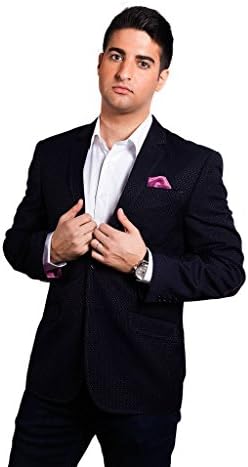 Elie Balleh Men's EBBS1665 Slim Fit Two Button Navy Pin-Dot Sport Coat - Navy - XL