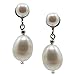 White Freshwater Cultured Pearl Clip On Earrings 5.0-10.0mm with rhodium plated base metal clip