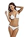 zeraca Women's Tie Side Bottom Triangle Bikini Swimsuits (S6, White)