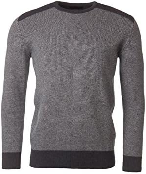 Hawick Knitwear Men's 100% Lambswool Birdseye Pattern Crew Neck Pullover-Metallic-XX-Large