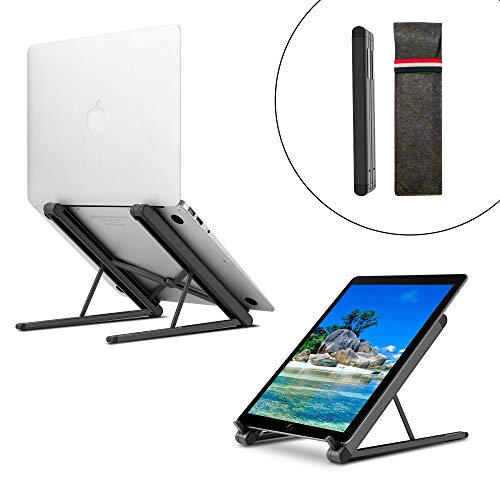 Magichold Portable Laptop Stand, Computer Laptop Holder, Aluminum Laptop Tablet Stand Riser with 6 Levels Height Adjustment, Fully Foldable, Supports up to 10 lbs, Fits up to 15.6 Laptop (Dark Gray) - Thumbnail 6
