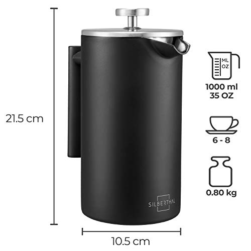 SILBERTHAL Cafetera émbolo acero inoxidable 1 litro | Mantiene el café  Caliente | Cafetera francesa | Cafetera de piston… - La Cafetera
