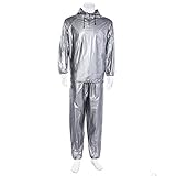 Silver Sauna Sweat Suit Hoodie Heavy Duty Weight Loss Fitness Exercise Gym