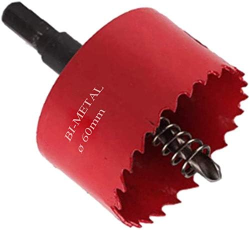 60mm Hole Saw Cutter M42 Bi-Metal Hole Saw Drill Bit for Wood Plastic Aluminum, Red, 60 mm
