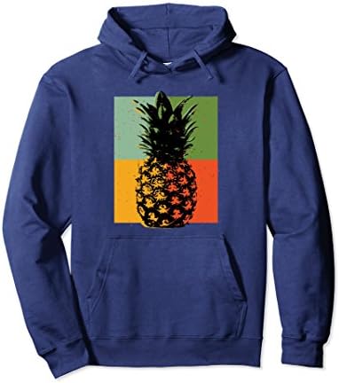 Unisex Tropical Pineapple Hoodie Large Navy