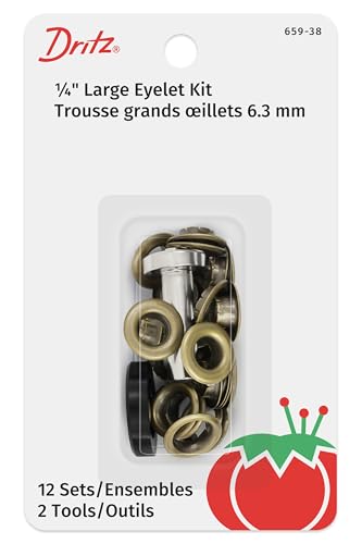 Dritz 1/4" Large Eyelets & Tools, 12 Sets, Brass