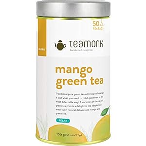 Teamonk Mango Green Tea, Long Leaf 50 Tea Bags, 100 g