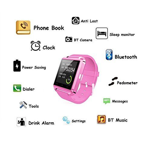 Eachbid Perfect Design To Wear Bluetooth Smart Wrist Watch For Smart Phone (Pink)
