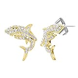 Stud Earrings for Women Shark Earrings 16K Gold Plating with Swarovski Holiday Earrings Give
