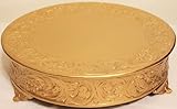 Belmont 16 Inch Matte Gold Round Wedding Cake Stand Plateau-