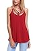 AlvaQ Womens Summer Casual Criss Cross Slimming Sleeveless Basic Tank Tshits Tunic Plus Size Large Red