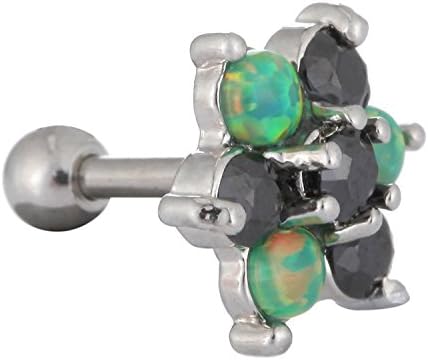 Wxbox 18g Flower Synthetic Opal Cartilage Earring Piercing Delicate Gift (Green)