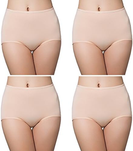 HONFON 4 Pack Womens Cotton High Waist Knickers Tummy Control Panties