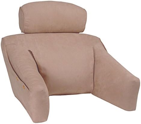 Warm Taupe Premium MicroSuede Bedlounge Reading Pillow - Reading in Bed, for Deep Couches, Watching TV and Reading to Children. REGULAR SIZE