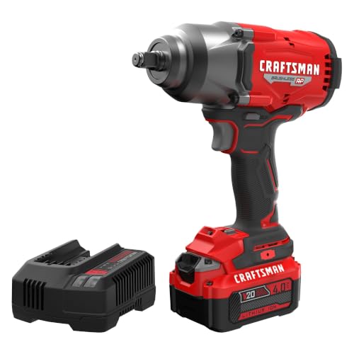 CRAFTSMAN V20 RP Impact Wrench, Cordless, Brushless, High Torque, 1/2 Inch, 4Ah