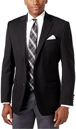 Micheal Kors Modern Fit Solid Black Two Button Wool Blend Blazer Sportcoat