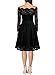 MISSMAY Women's Vintage Floral Lace Long Sleeve Boat Neck Cocktail Party Swing Dress (Small, Black)