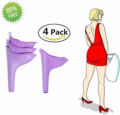 Portable Female Urination Device Lightweight Silicone Camping Travel Toilet Reusable Urinal Women Funnel Urinary 4 PCS with Advanced Waterproof Canvas Pouch