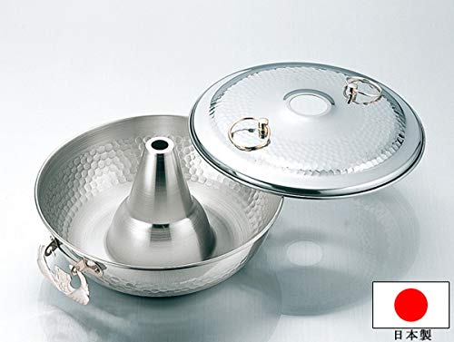 JapanBargain 4590, Shabu Shabu Hot Pot Pan Japanese Traditional Stainless Steel Hotpot Cooking Pot with Chimney, 10-1/4 inches, Made in Japan