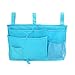 Pinji 8 Pockets Bedside Storage Bag Caddy Hanging Organizer Pockets for Headboards, Bed Rails, Dorm Rooms,Bunk Beds, Hospital Beds Blue