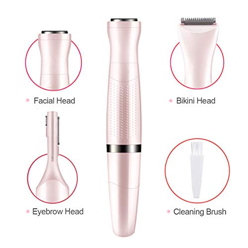 Bikini Trimmer for Women, 3 in 1 Electric Ladies Shaver Facial Hair Painless Removal Eyebrow Trimmer Waterproof Razor