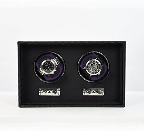 DULWICH DESIGNS mens accessories – Textured Black Double Watch Rotator with Purple Pads