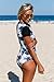 Aleumdr Womens Zip Front Printed Half Sleeve One Piece Swimsuit Rash Guard Swimwear Color Blocked Plus Size 2XL Size Black
